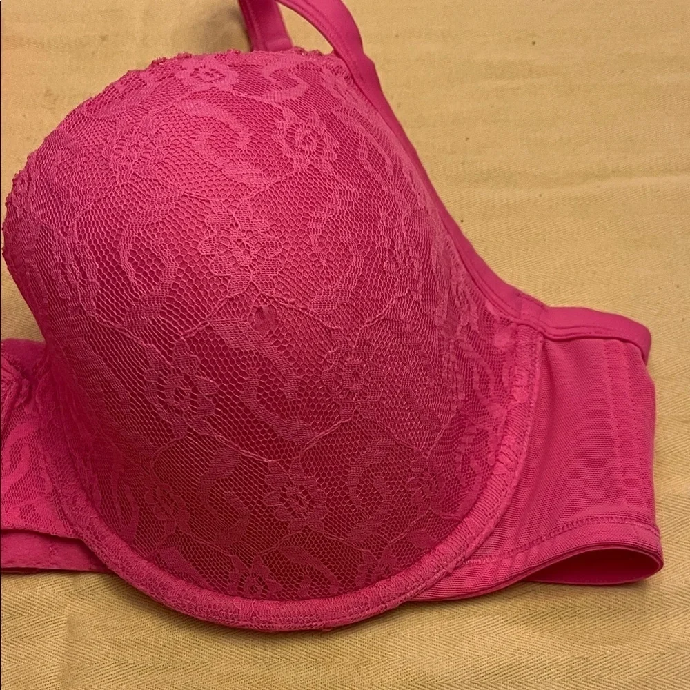 Cacique Vibrant Pink Lace Bra Size 42DD